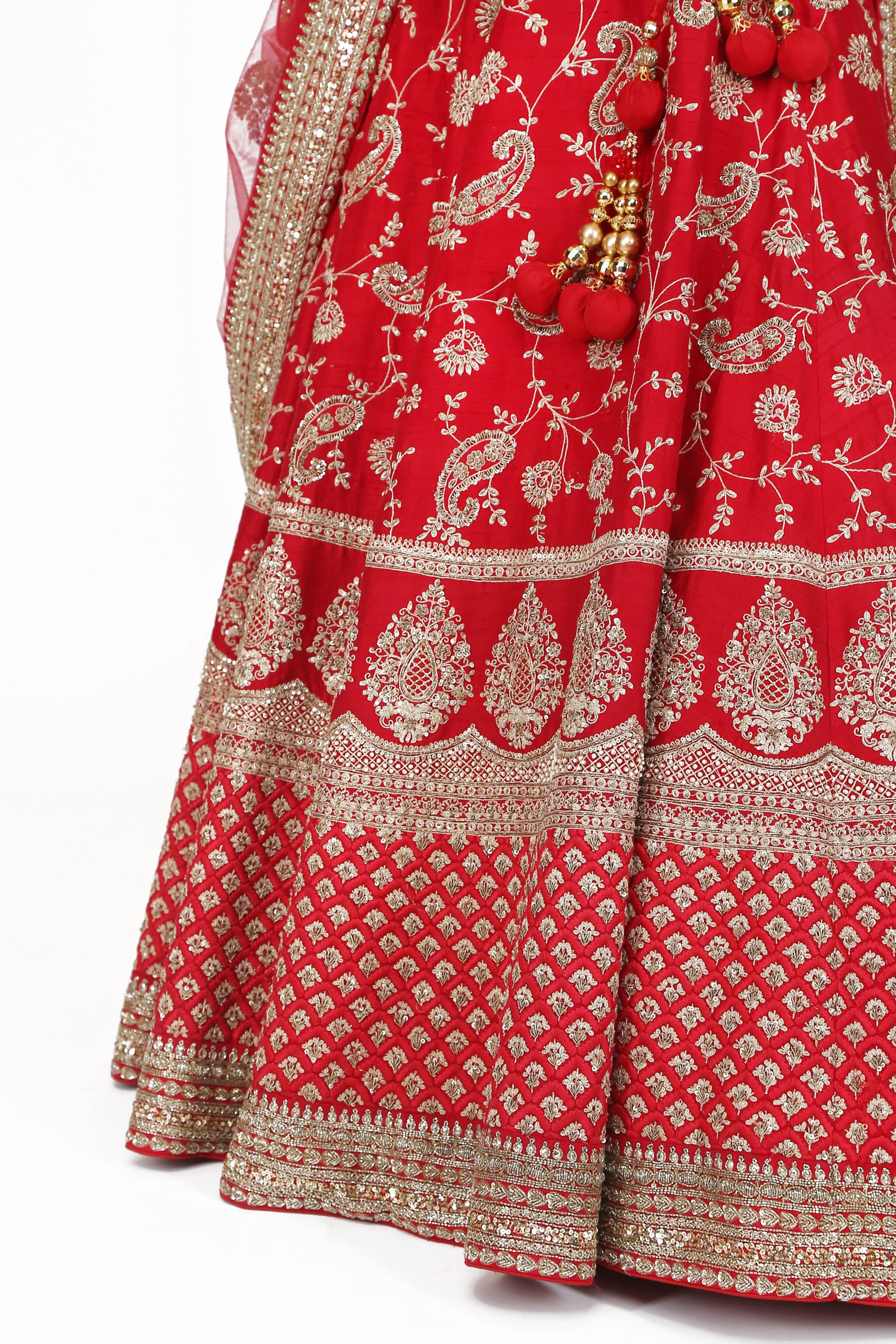 Vermilion Red Lehenga Set